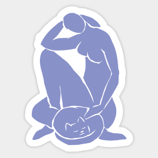 Woman petting cat - Matisse Style | Valentines Day Sticker